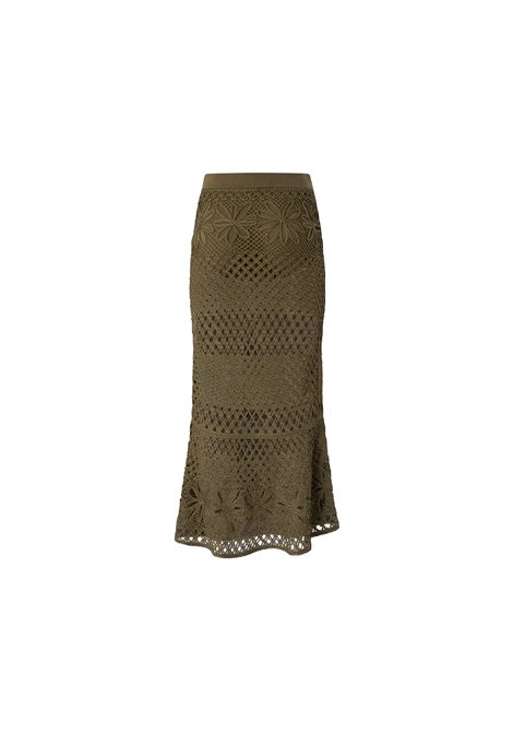 Gonna Pinko donna Crispo 104732 A2FF Verde poliestere viscosa aderente crochet rombi floreale PINKO | Gonne | 104732 A2FFX26